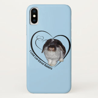 I Love Lop-Eared Rabbits iPhone X Case(Light Blue) Case