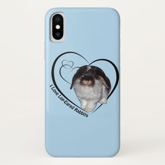 I Love Lop-Eared Rabbits iPhone X Case(Light Blue) Case-Mate iPhone Case (Back)