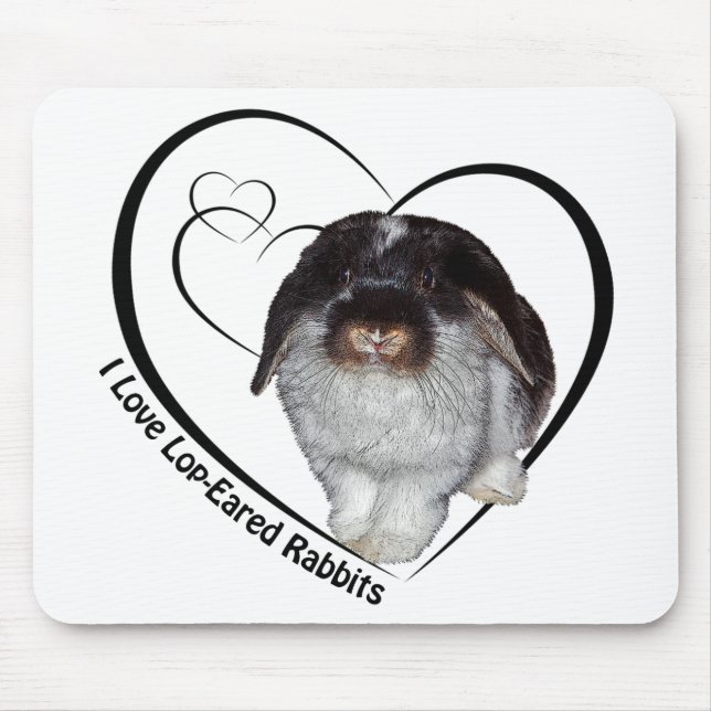 I Love Lop-Eared Rabbits Mouse Mat (Front)
