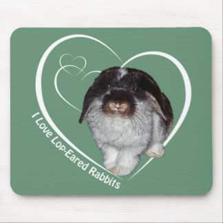 I Love Lop-Eared Rabbits Mousemat (Green)