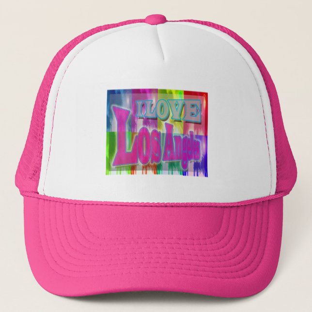 "I LOVE Los Angeles" Colourful Palms Hat (Front)