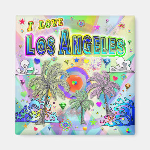 I LOVE Los Angeles Deep Dream Magnet