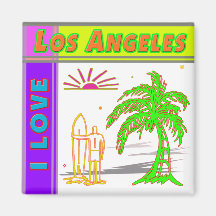 "I LOVE Los Angeles"Sun Palm Tree&Surfer#2 Magnet