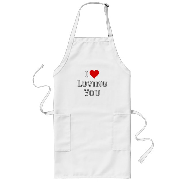 I Love Loving You Romantic Valentine Typography  Long Apron (Front)