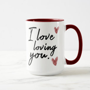 "I love loving you" Typography with Hearts Mug