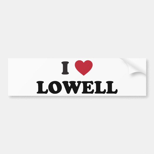 I Love Lowell Massachusetts Bumper Sticker (Front)