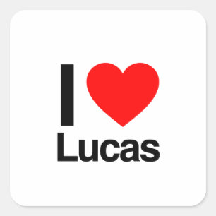 i love lucas square sticker