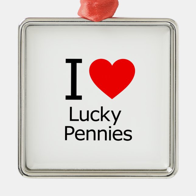 I Love Lucky Pennies Metal Tree Decoration (Front)
