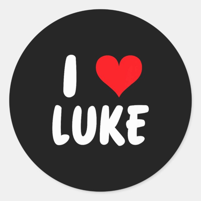 I Love Luke - Heart - Name  Classic Round Sticker (Front)