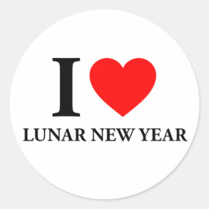 I Love Lunar New Year Classic Round Sticker