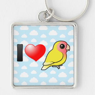 I Love Lutino Peach-faced Lovebirds Key Ring