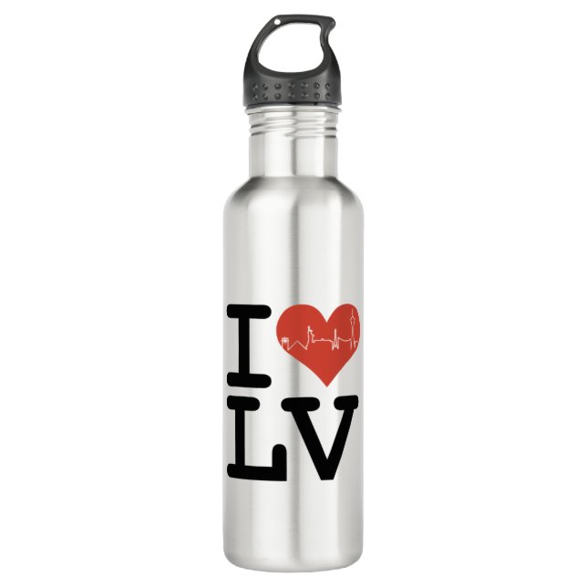 I LOVE LV HEARTBEAT SKYLINE 710 ML WATER BOTTLE (Front)