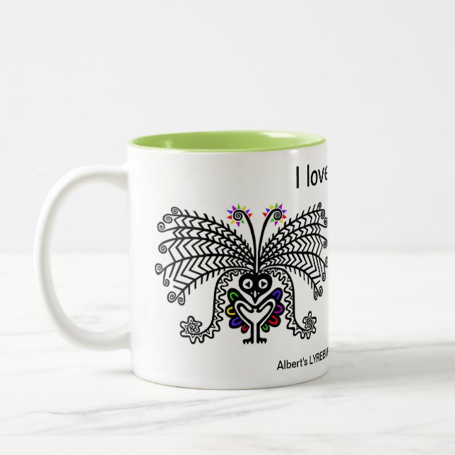I love LyreBIRDS - Wildlife Australia -Nature Two-Tone Coffee Mug (Left)