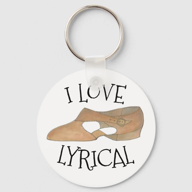 I Love Lyrical Tan Modern Dance Teacher Shoe Key Ring (Front)