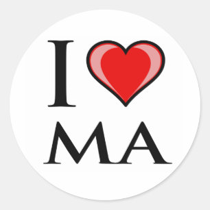 I Love MA - Massachusetts Classic Round Sticker