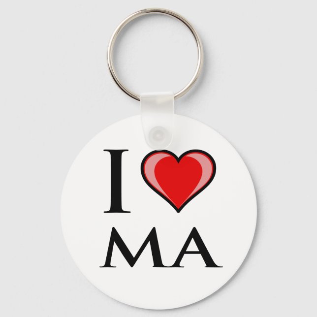 I Love MA - Massachusetts Key Ring (Front)