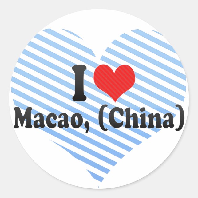 I Love Macao, (China) Classic Round Sticker (Front)