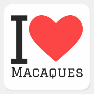 I love macaques  square sticker