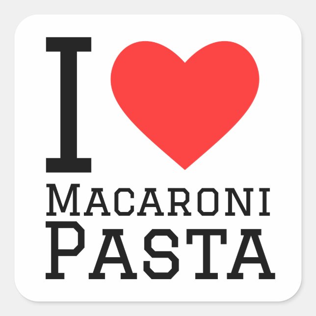 I love macaroni pasta square sticker (Front)