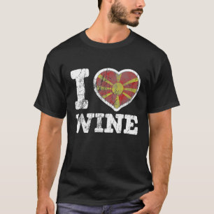 I Love Macedonian Wine Macedonia Heart Flag T-Shirt