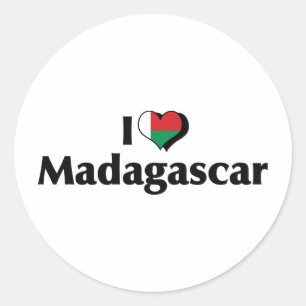 I Love Madagascar Flag Classic Round Sticker