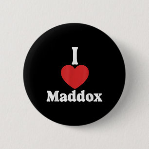 I Love Maddox Heart Groovy Personalised Name Maddo 6 Cm Round Badge