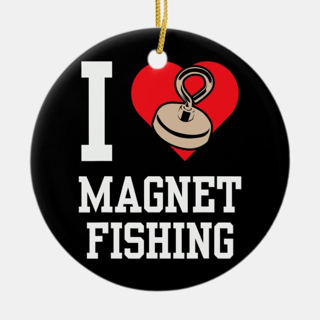 I Love Magnet Fishing Fisherman Magnets Fisher  Ceramic Tree Decoration (Front)