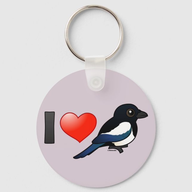 I Love Magpies Key Ring (Front)