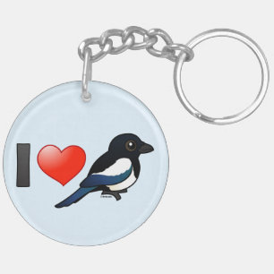 I Love Magpies Key Ring