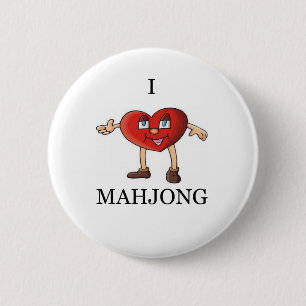 i love mahjong 6 cm round badge