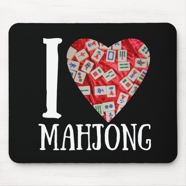 I love mahjong | Funny mahjong Mouse Mat (Front)