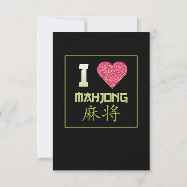I Love Mahjong Game Mahjong Player Games Graphic RSVP Card (Front)