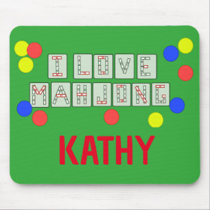 I Love Mahjong -Lettered Tiles - Personalized Mouse Mat
