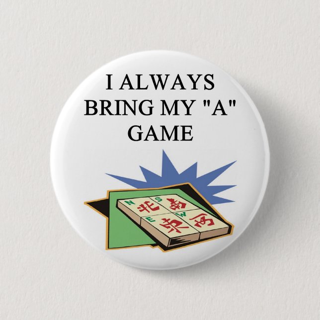 i love mahjong player 6 cm round badge (Front)