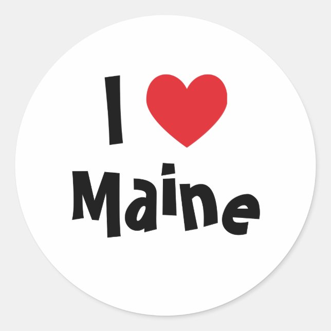 I Love Maine Classic Round Sticker (Front)