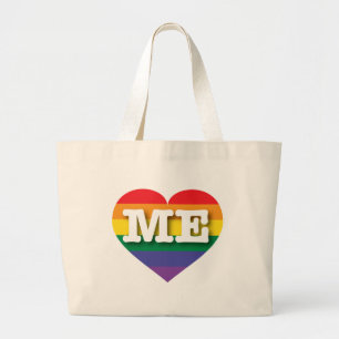 I love Maine Gay Pride Rainbow Heart Large Tote Bag