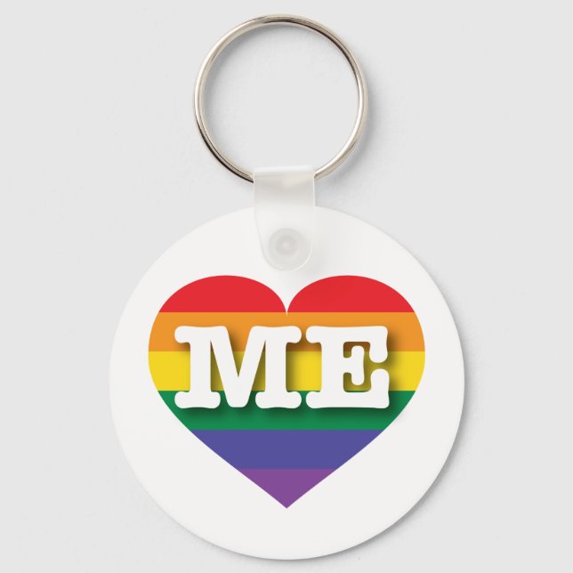 I Love Maine Rainbow Heart Key Ring (Front)
