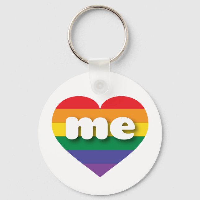I Love Maine Rainbow Heart Key Ring (Front)