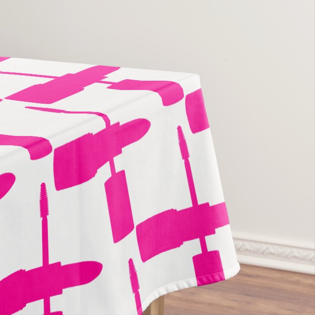 I Love Makeup Lipstick Mascara Cosmetics Hot Pink Tablecloth (In Situ)
