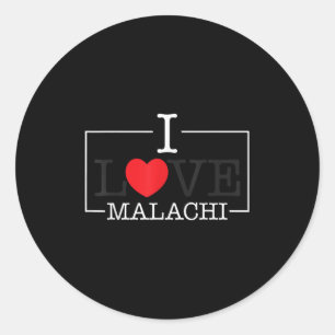 I Love Malachi Heart Family Name Malachi Groovy Classic Round Sticker