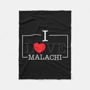 I Love Malachi Heart Family Name Malachi Groovy Fleece Blanket