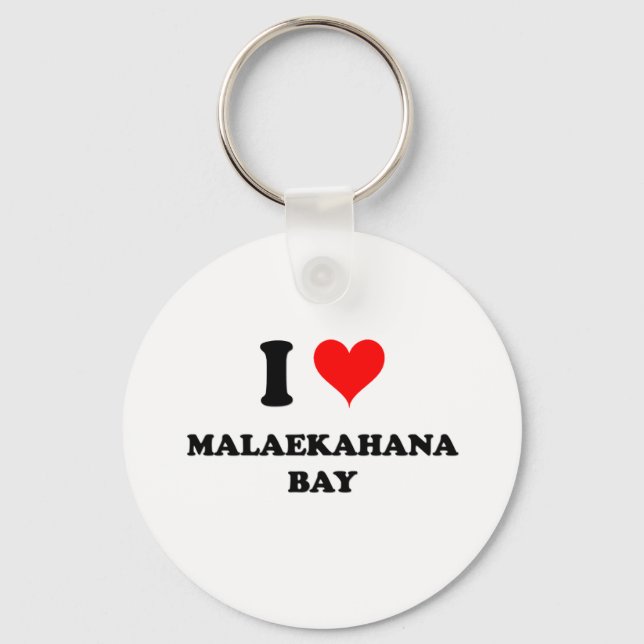 I Love Malaekahana Bay Hawaii Key Ring (Front)