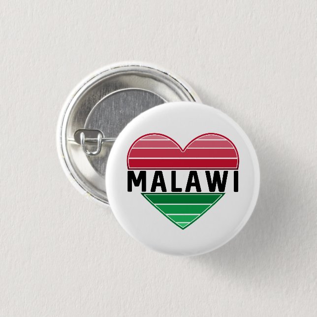 I Love Malawi, Malawian Heart 3 Cm Round Badge (Front & Back)