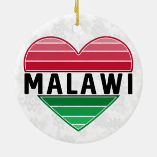 I Love Malawi, Malawian Heart Ceramic Tree Decoration
