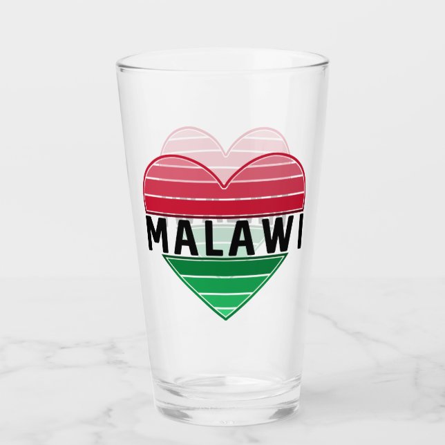I Love Malawi, Malawian Heart Glass (Front)
