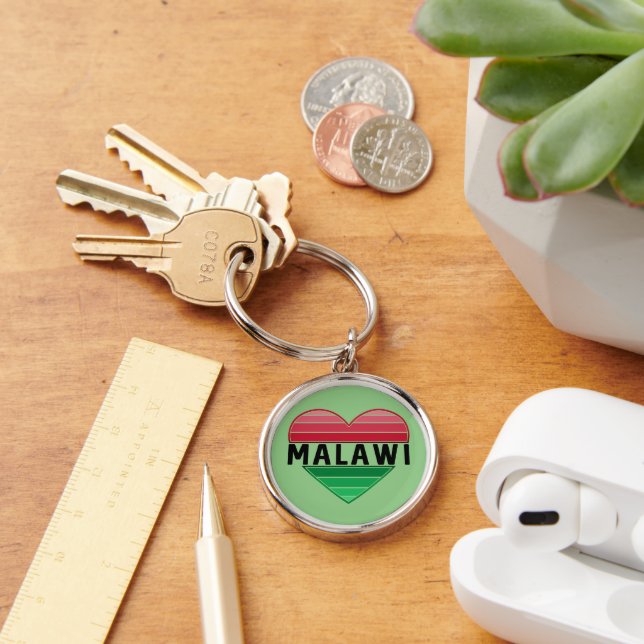 I Love Malawi, Malawian Heart Key Ring (Desk)
