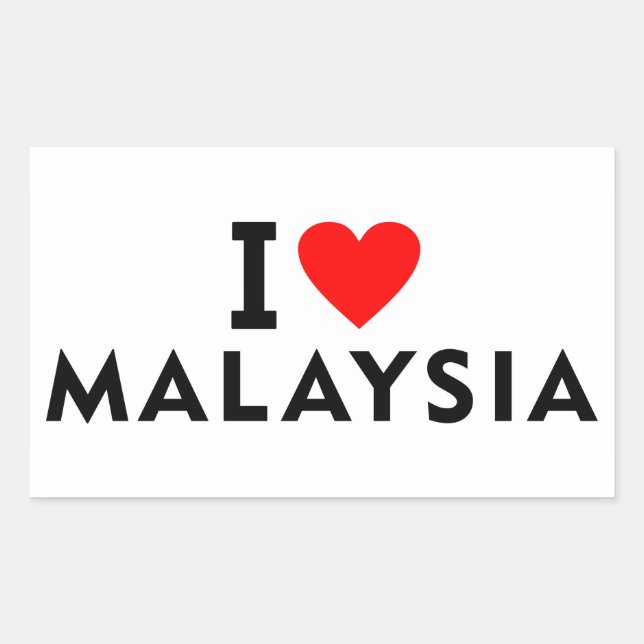 I love Malaysia country like heart travel tourism Rectangular Sticker (Front)