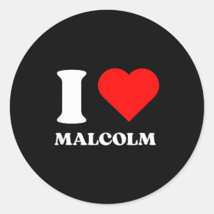 I Love Malcolm I Heart Malcolm Name Y2k Valentines Classic Round Sticker