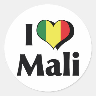 I Love Mali Flag Classic Round Sticker