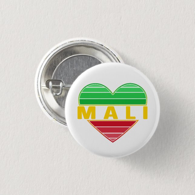 I Love Mali, Malian Heart 3 Cm Round Badge (Front & Back)
